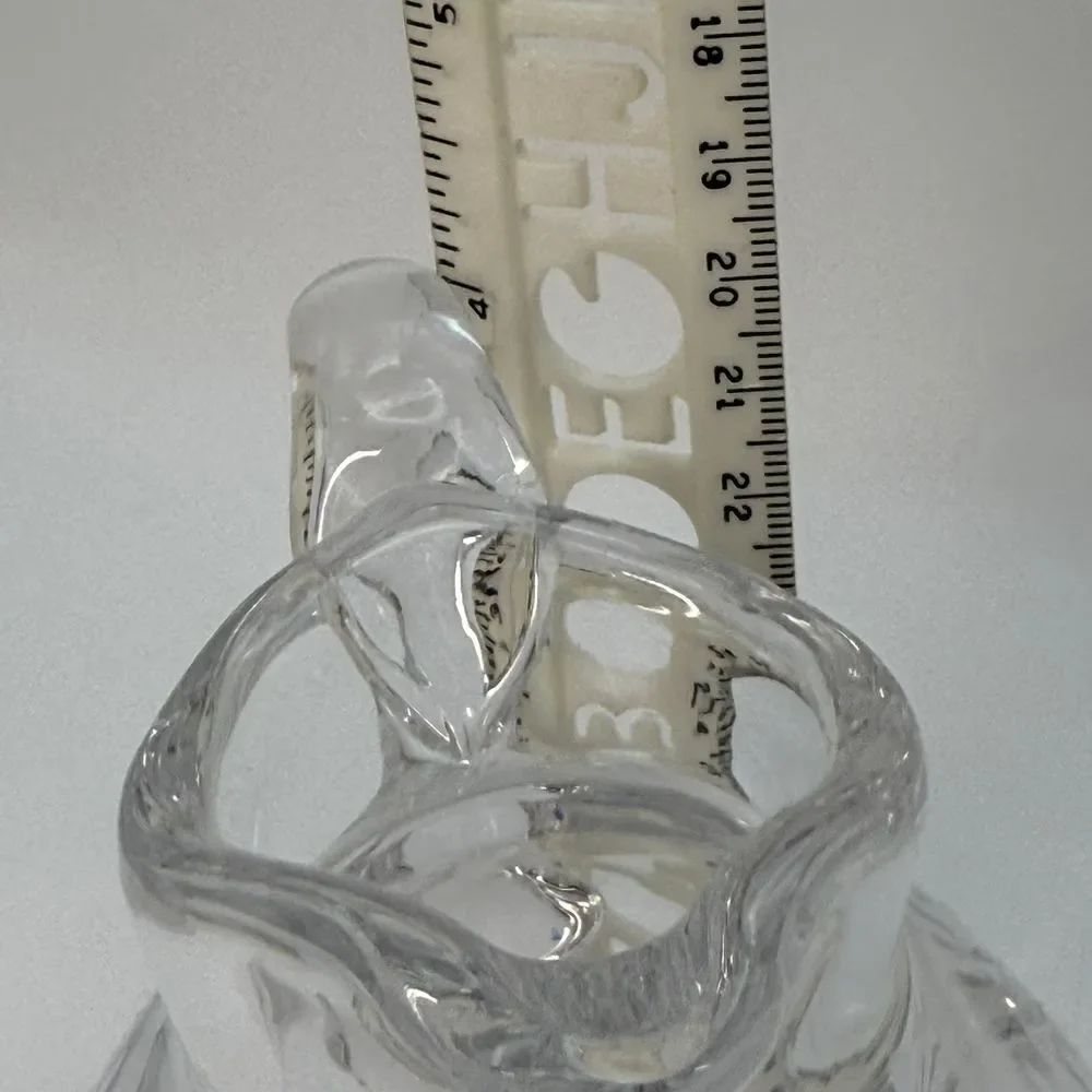 James Free Cut Crystal Glass Pitcher Water Jug with Fan and Diamond Pattern 4 in